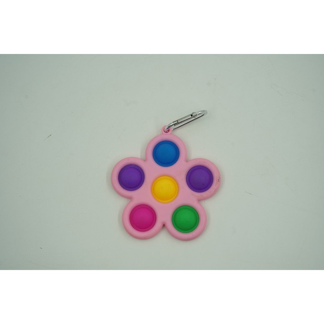 Jucărie Antistres Pop It Breloc, Push Pop Bubble Fidget, Silicon Și Plastic, Formă Floare, Multicolor/Roz