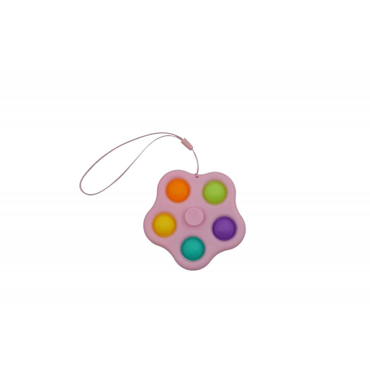Jucarie Antistres Simple Dimple, Fidget Toy Spinner cu 5 Buline, Plastic, Multicolor/Roz