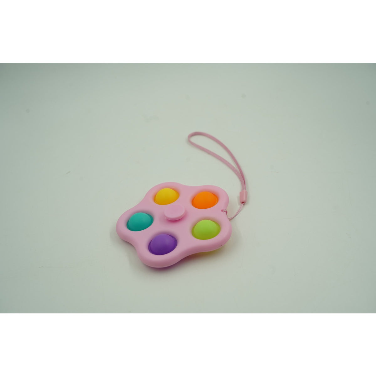 Jucarie Antistres Simple Dimple, Fidget Toy Spinner cu 5 Buline, Plastic, Multicolor/Roz