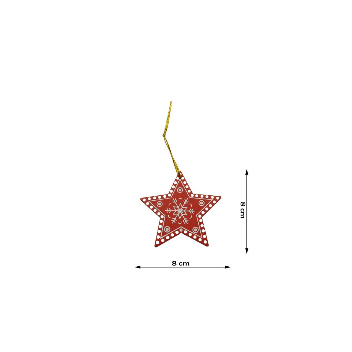 Ornament De Brad Stea, Decoratiune De Craciun Cu Agatatoare, Lemn, Rosu, 8 x 8 cm