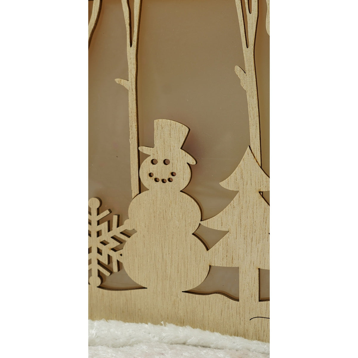 Decoratiune Luminoasa Peisaj de Iarna, Model Om de Zapada, Lemn, Maro, 21 x 5 x 16 cm