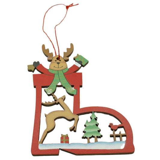Decoratiune de Craciun Mos Craciun, Ornament pentru Brad, Suspendabila, Lemn, Multicolor, 5.5 x 10 cm