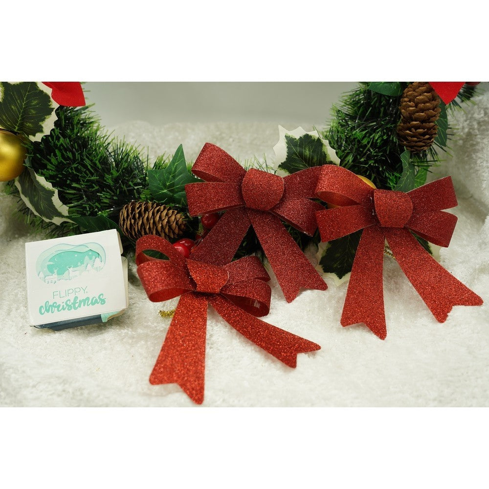 Fundă Ornament pentru Brad de Crăciun, Decoratiune Festivă, Poliester, Roșie, 11 x 14 cm