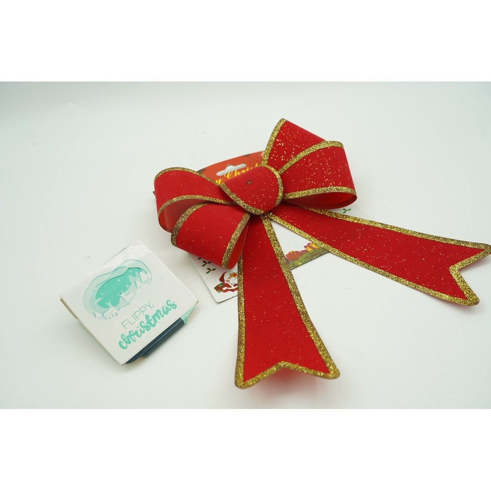 Fundă Decorativă pentru Bradul de Crăciun, Ornament Festiv cu Margini Aurii, Material PVC, Roșie, 15 x 23 cm