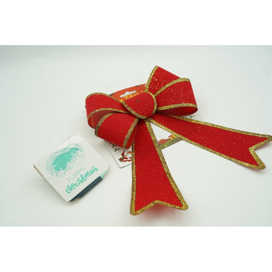 Fundă Decorativă pentru Bradul de Crăciun, Ornament Festiv cu Margini Aurii, Material PVC, Roșie, 15 x 23 cm