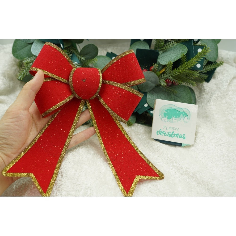 Fundă Decorativă pentru Bradul de Crăciun, Ornament Festiv cu Margini Aurii, Material PVC, Roșie, 15 x 23 cm