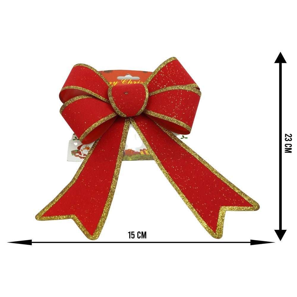Fundă Decorativă pentru Bradul de Crăciun, Ornament Festiv cu Margini Aurii, Material PVC, Roșie, 15 x 23 cm