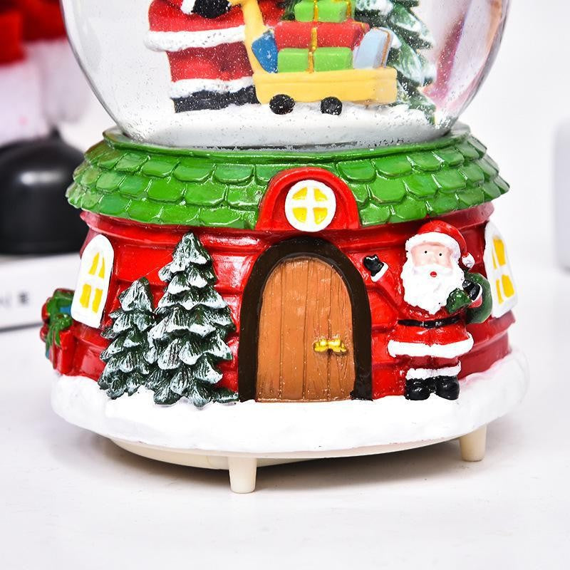Glob Cu Zapada Muzicala Cu Mos Craciun, Decoratiune De Craciun Cu Lumini LED Si Zapada Artificiala, Plastic Si Sticla, 12.5 cm, Multicolor