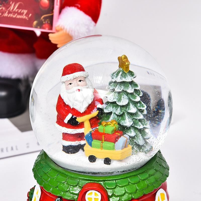 Glob Cu Zapada Muzicala Cu Mos Craciun, Decoratiune De Craciun Cu Lumini LED Si Zapada Artificiala, Plastic Si Sticla, 12.5 cm, Multicolor