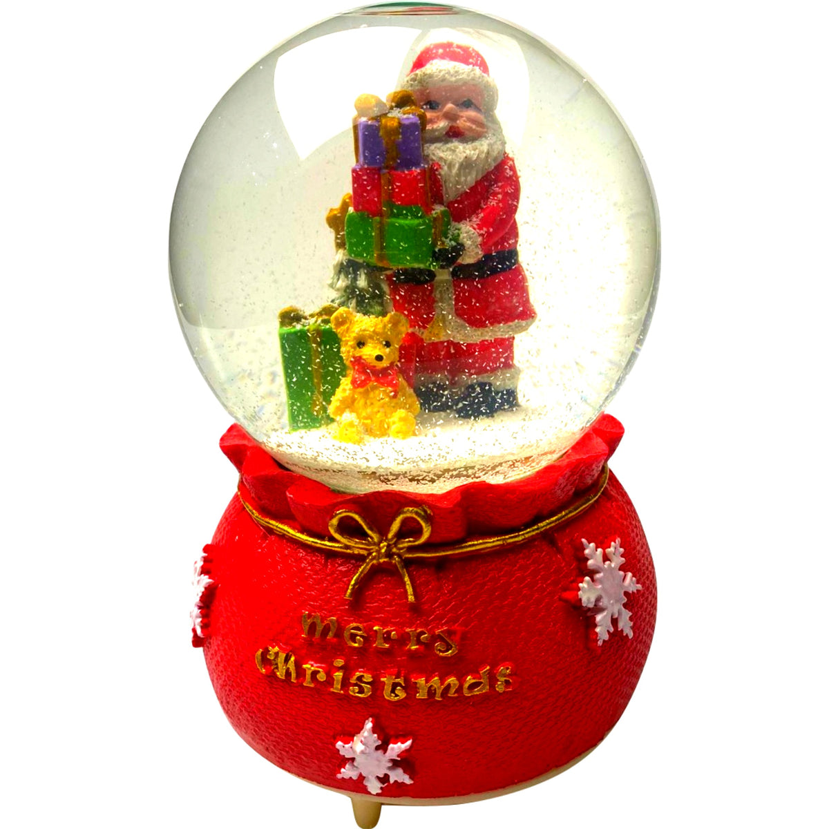 Glob Muzical Cu Zapada Si Lumini LED, Decoratiune De Craciun Cu Mos Craciun, Functie Muzicala, Sticla Si Rasina, 16 cm, Multicolor