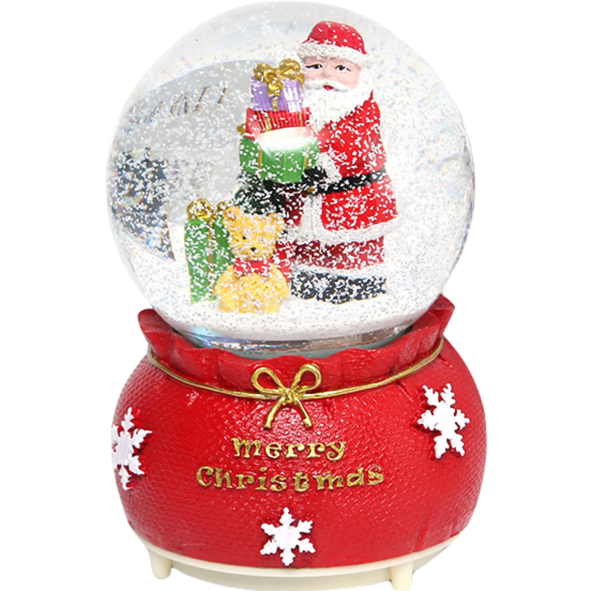 Glob Muzical Cu Zapada Si Lumini LED, Decoratiune De Craciun Cu Mos Craciun, Functie Muzicala, Sticla Si Rasina, 16 cm, Multicolor