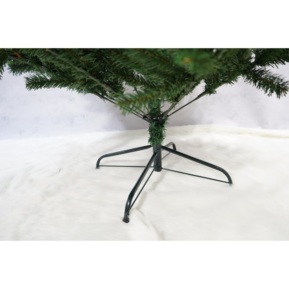 Brad Artificial de Crăciun Premium, Decorat cu Conuri de Pin, Ace 2D și 3D, Aspect Natural, 1057 Ramuri, Suport Metalic Inclus, Verde, Înălțime 210 cm, Diametru 114 cm