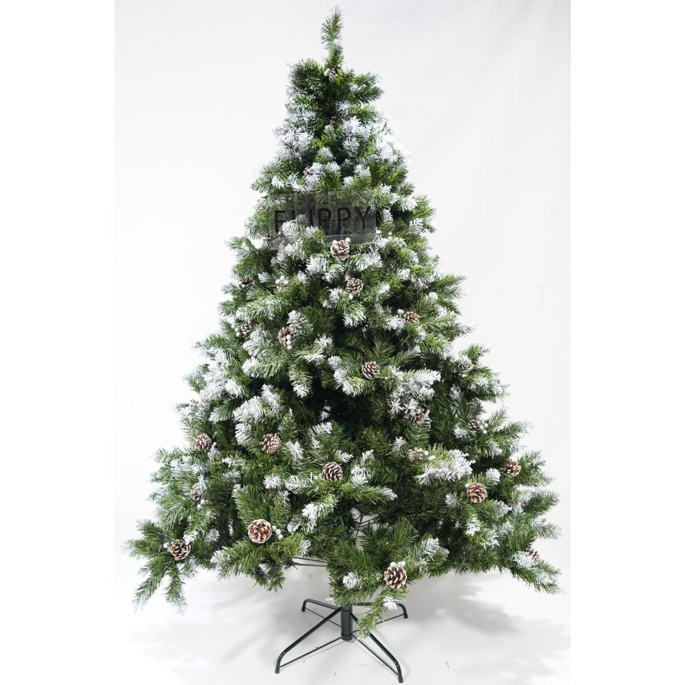 Brad Artificial de Craciun Nins, Design pentru Perete sau Colt, Ace PVC si Ramuri cu Conuri de Pin, Inaltime 180 cm, 862 Varfuri, Verde, Suport Metalic Inclus