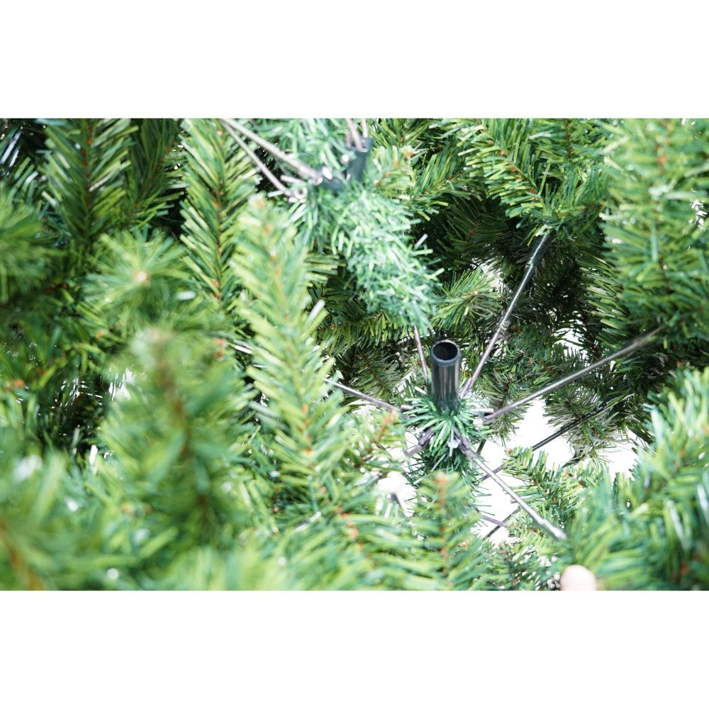 Brad Artificial de Craciun Tip Pin, 400 Ramuri Bogate, Aspect Natural, Suport Metalic Inclus, Interior si Exterior, Inaltime 150 cm, Diametru 92 cm, Verde