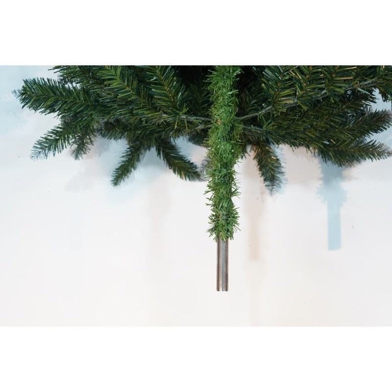 Brad Artificial de Craciun cu Spate Plat pentru Perete sau Colt, Ace PVC si Structura Metalica, Decorat cu Vasc si Conuri, 150 cm Inaltime, Diametru 83 cm, Verde