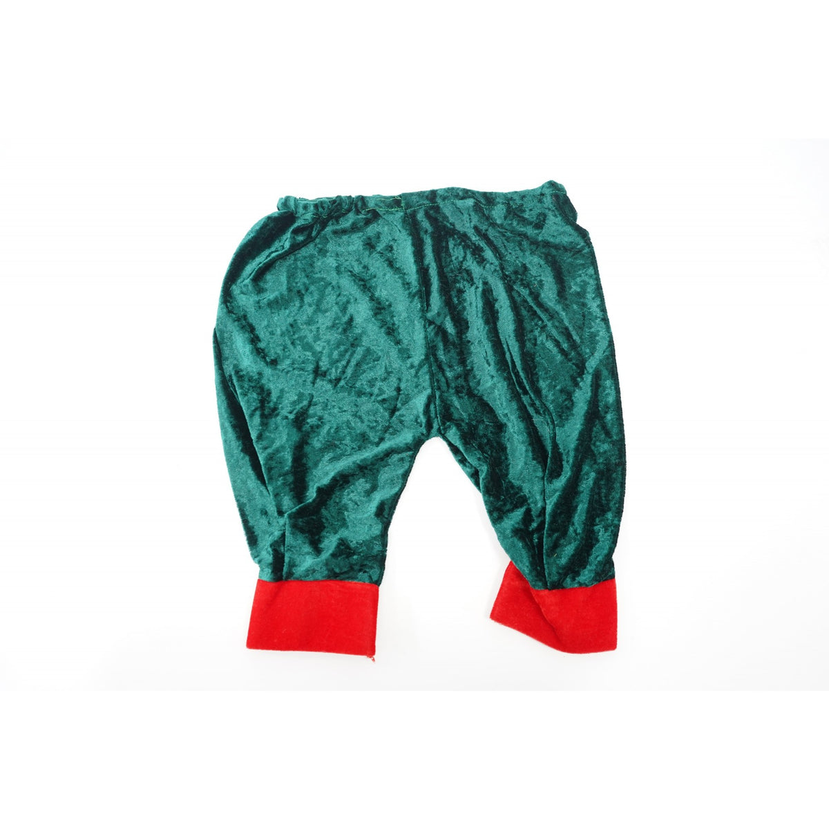 Costum Craciun Spiridus pentru Copii, Set 3 Piese cu Bluza, Pantaloni si Fes, Material Catifea, Rosu-Verde, Varsta 7-9 Ani