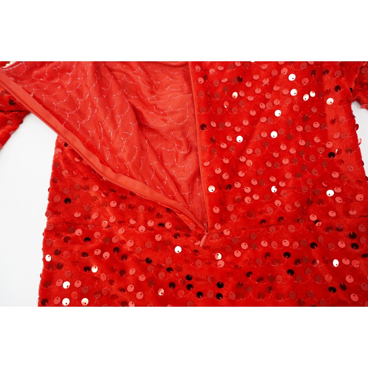 Costum Craciun Spiridus pentru Fete, Rochita si Fes, Catifea Moale, Rosu, Varsta 7-9 Ani