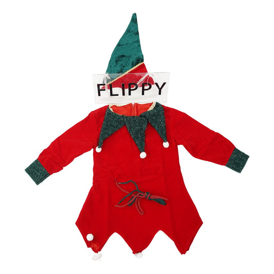 Costum Craciun Spiridus pentru Fete, Rochie cu Fes, Catifea Moale, Rosu si Verde, 7-9 Ani