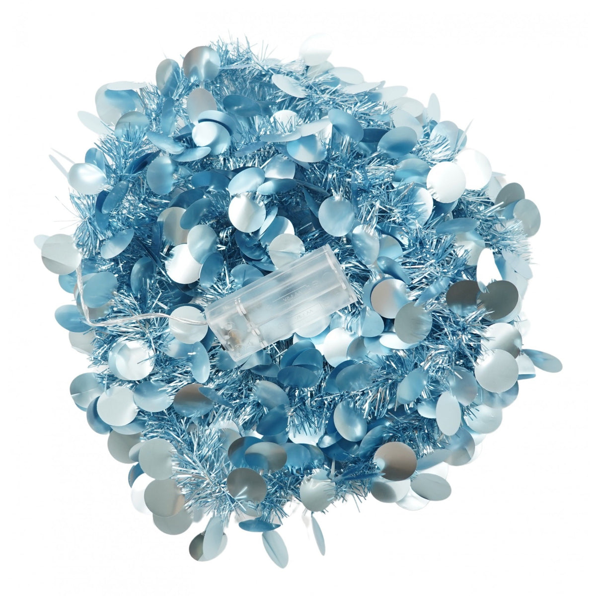 Beteala de Craciun cu LED, Model Paiete Rotunde, Sir Artificial Decorativ, Material PVC, 2 m x 5 cm, Albastra