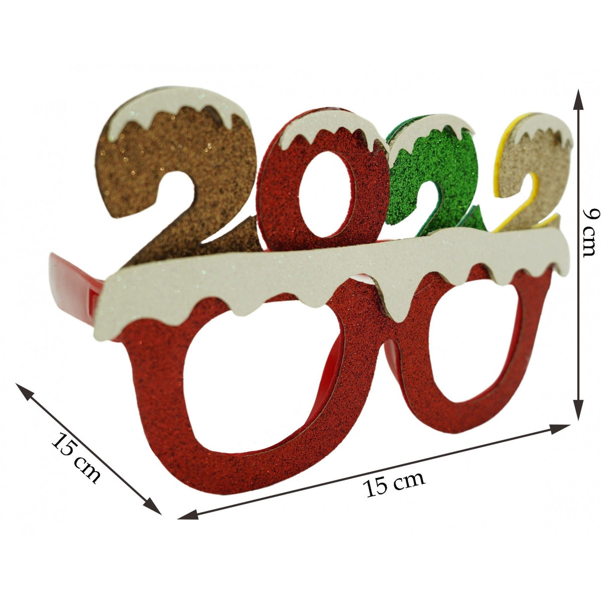 Ochelari Accesorii Petrecere Revelion 2022, Design Tematic Festiv, Rama Plastic si Poliester, Rosu