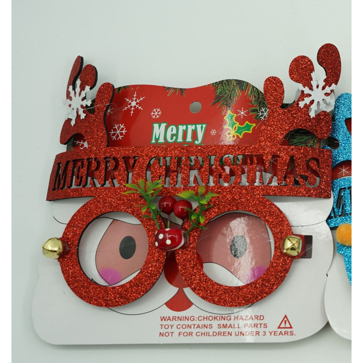 Ochelari de Crăciun pentru Petrecere, Model Rotund cu Decorațiuni Festive, Plastic și Poliester, Roșu