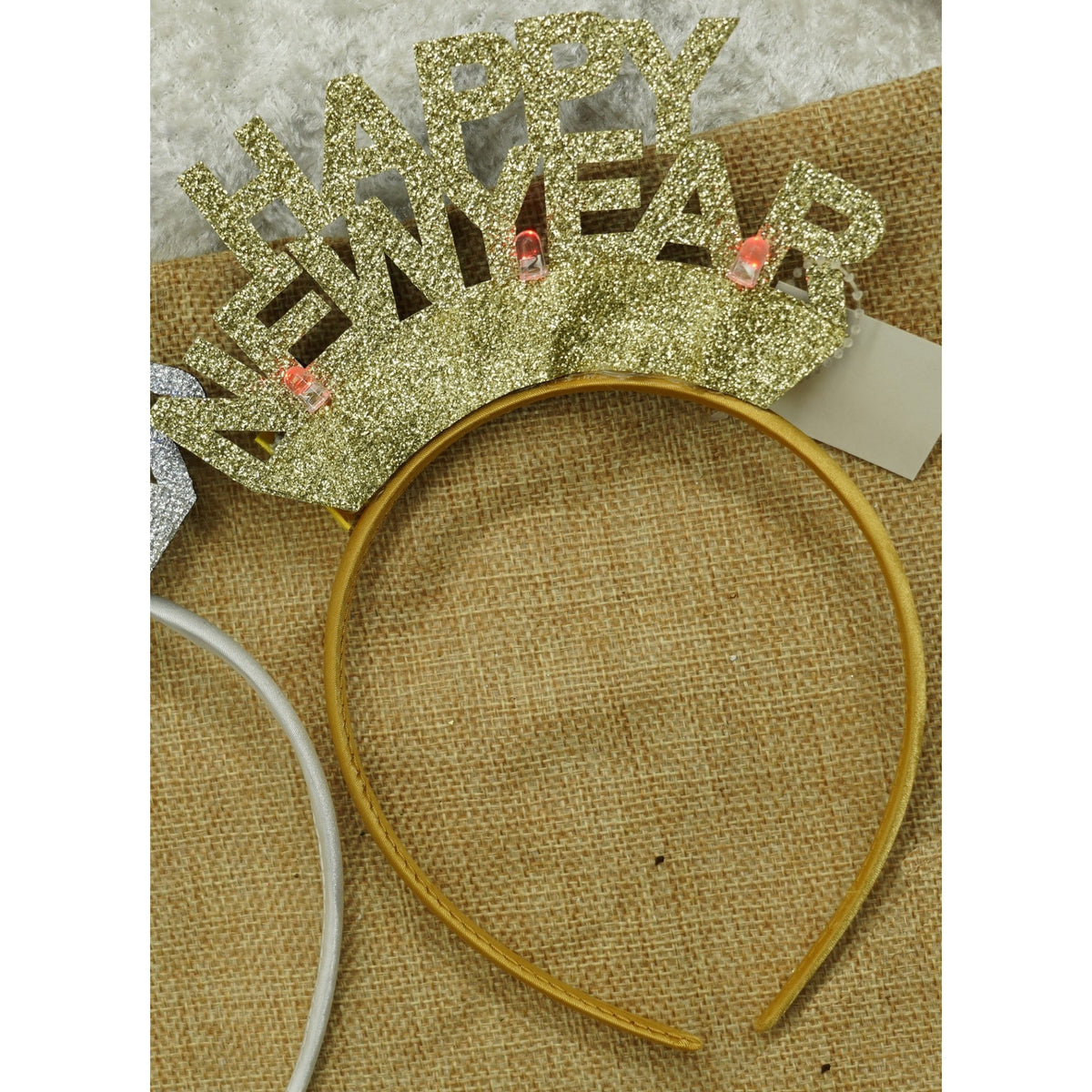 Bentita Decorativa Happy New Year, Accesoriu Petrecere Revelion, Plastic si Textil, Marime Universala, Auriu
