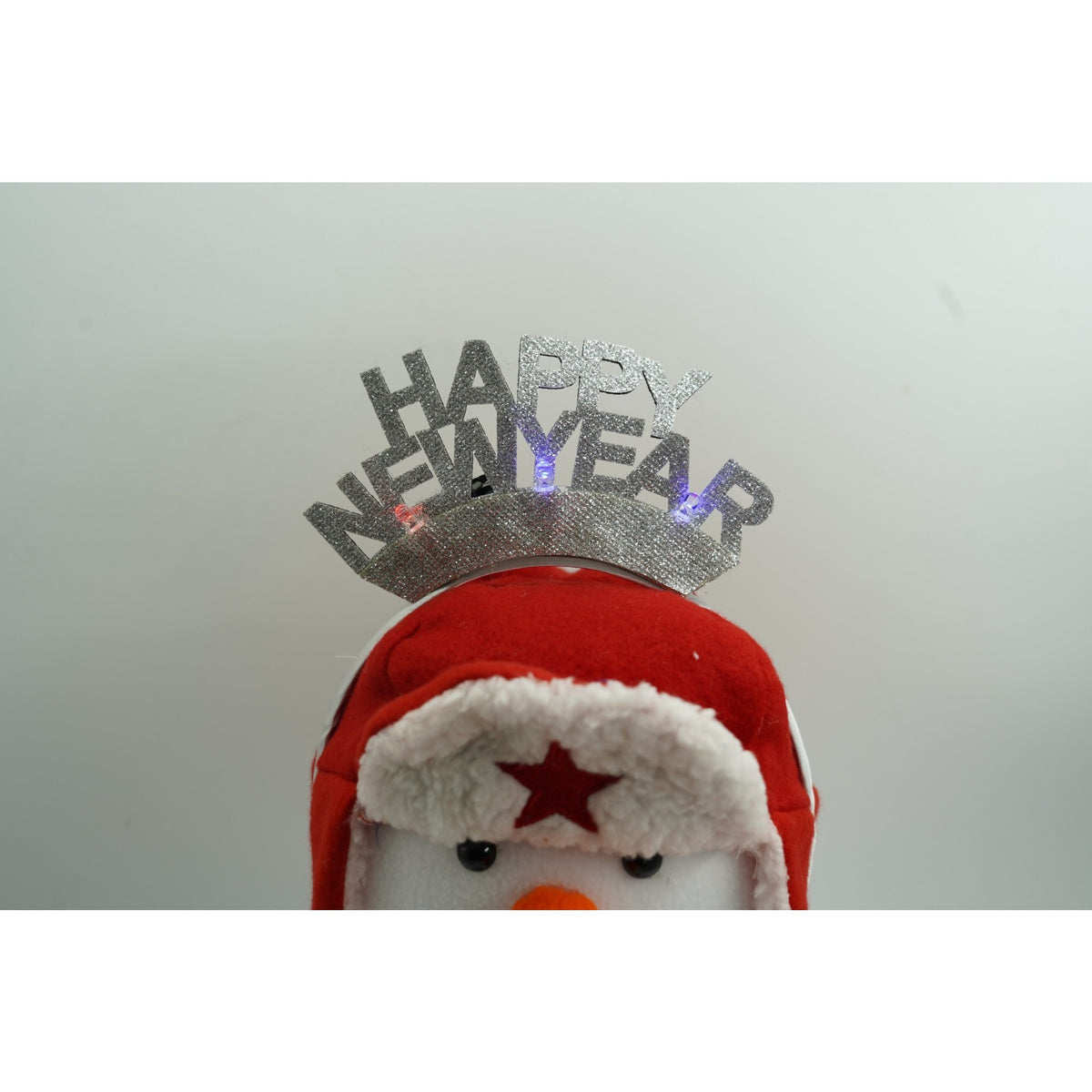 Bentita Cerc de Par Happy New Year, Accesoriu Party Revelion, Plastic cu Efect Metalizat, Gri, Marime Universala