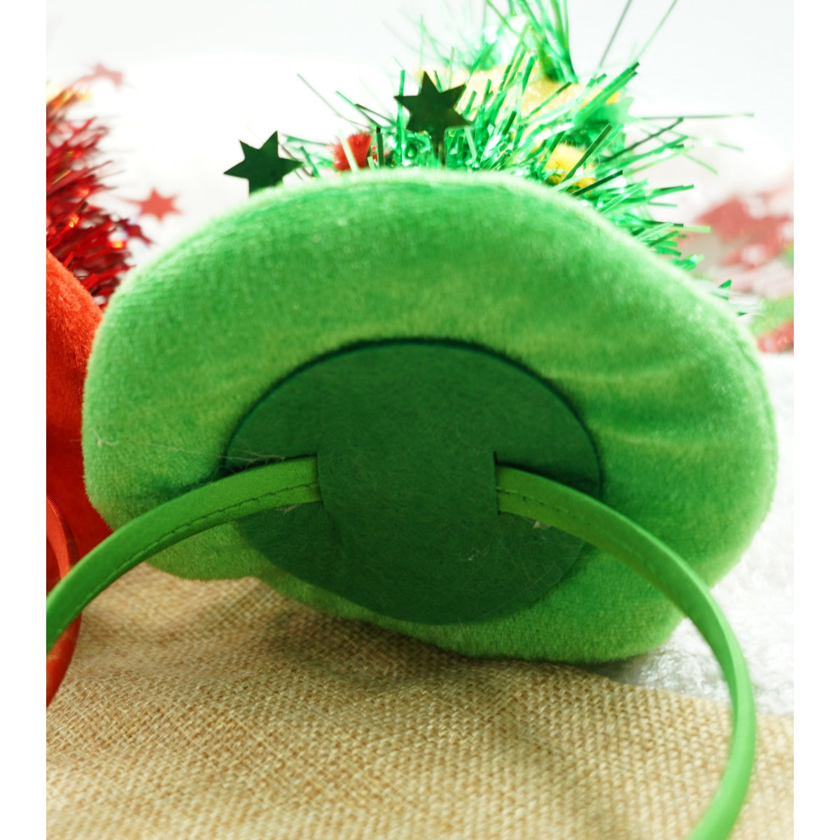 Bentita Craciun Tip Cerc Brad, Accesoriu Decorativ cu Stea, Material Textil, Marime Universala, Verde