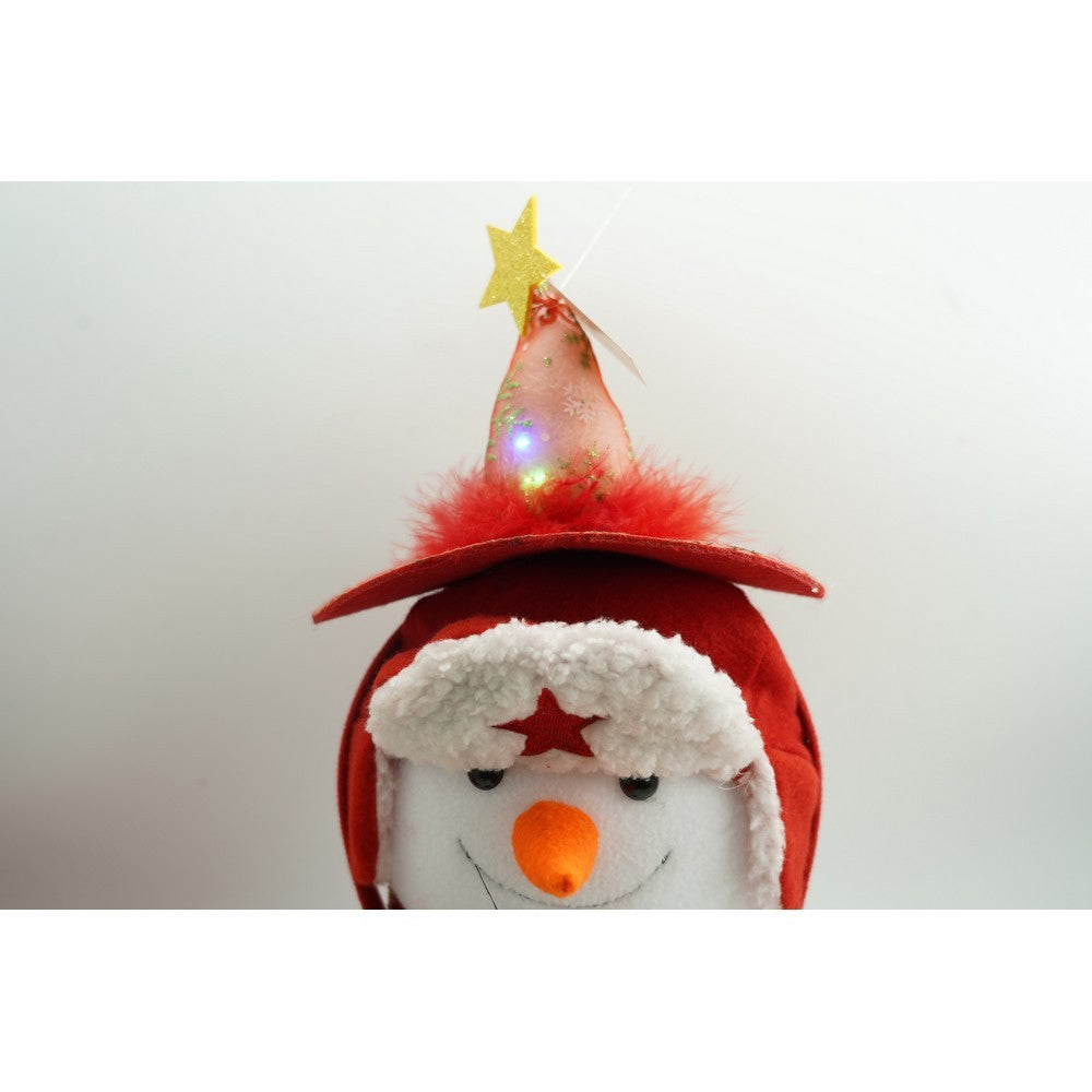 Bentita de Craciun Tip Palarie cu LED, Accesoriu Festiv Luminos, Material Textil Moale, Marime Universala, Rosu