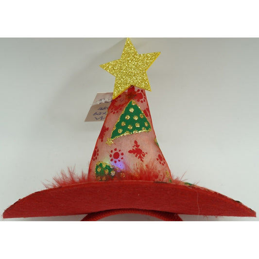 Bentita De Craciun Tip Palarie Mos Craciun, Accesorii De Petrecere Cu Lumini LED, Material Textil Moale, Marime Universala, Culoare Rosie