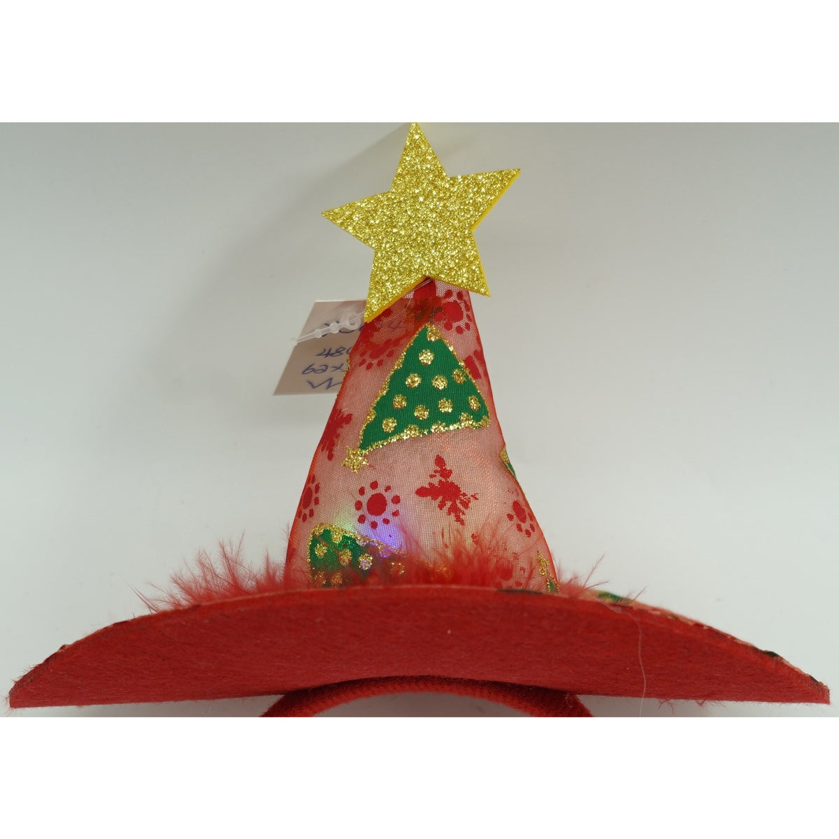 Bentita De Craciun Tip Palarie Mos Craciun, Accesorii De Petrecere Cu Lumini LED, Material Textil Moale, Marime Universala, Culoare Rosie
