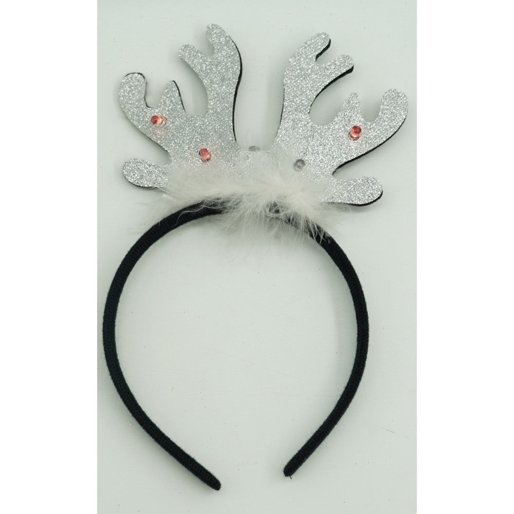 Bentita De Craciun Model Coarne De Ren, Accesoriu De Petrecere Si Serbari, Material Textil, Marime Universala, Negru Si Gri Metalic