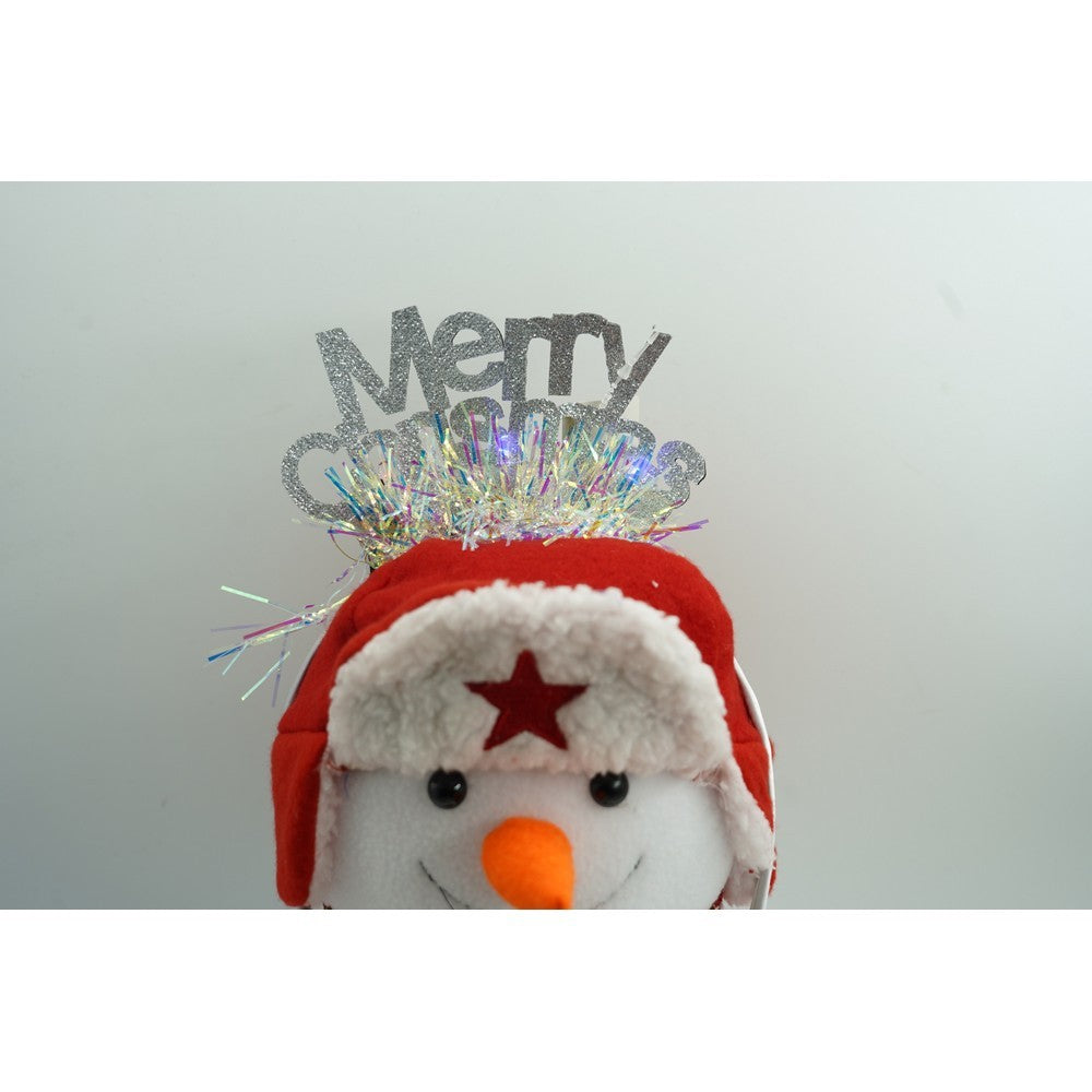 Bentita De Craciun Merry Christmas, Cerc Din Metal Cu Beteala Si Stelute, Accesoriu De Petrecere, Gri Metalic, Marime Universala