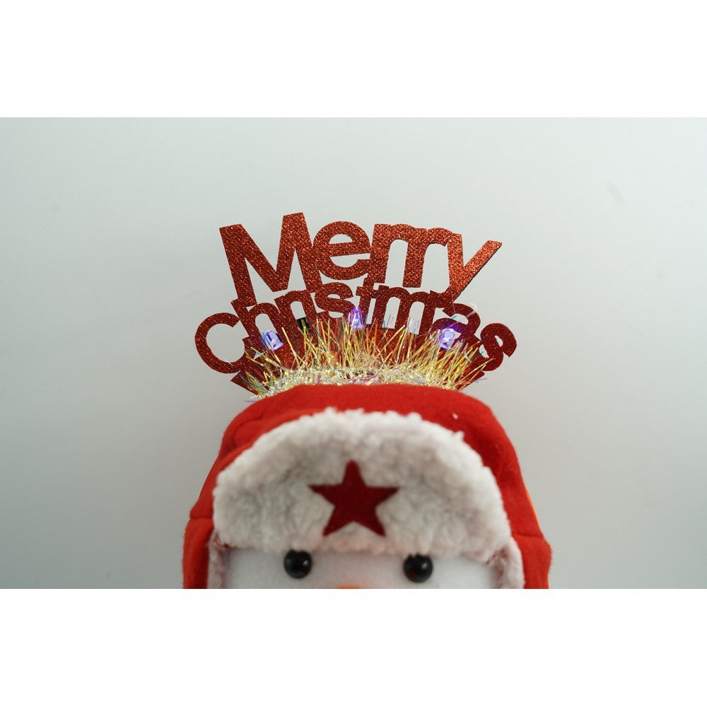 Bentita De Craciun Mery Cristmas, Cerc De Par Tematic, Model Cu Sclipici, Material Textil Si Plastic, Culoare Rosu, Marime Universala