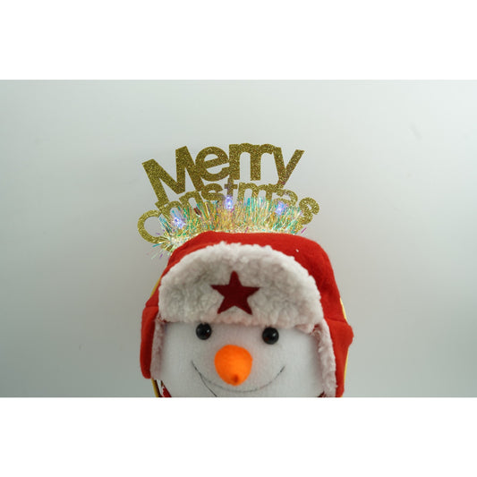 Bentita Craciun Merry Christmas, Cerc Par Decorativ cu Beteala, Accesorii Petrecere, Plastic si Textil, Auriu, Marime Universala