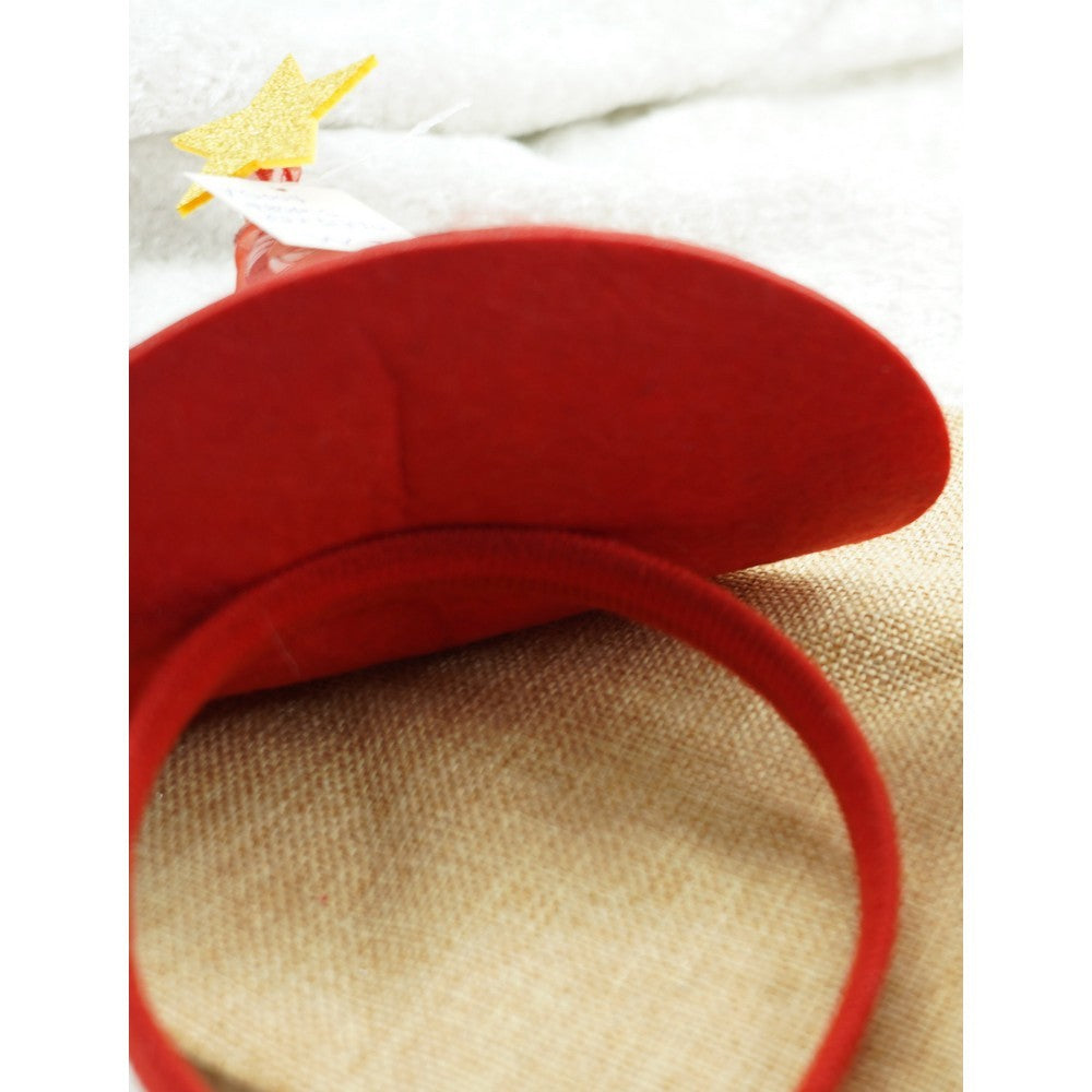 Bentita De Craciun Tip Palarie Mos Craciun, Accesorii Deghizare Cu Lumini LED, Material Textil Moale, Marime Universala, Rosu
