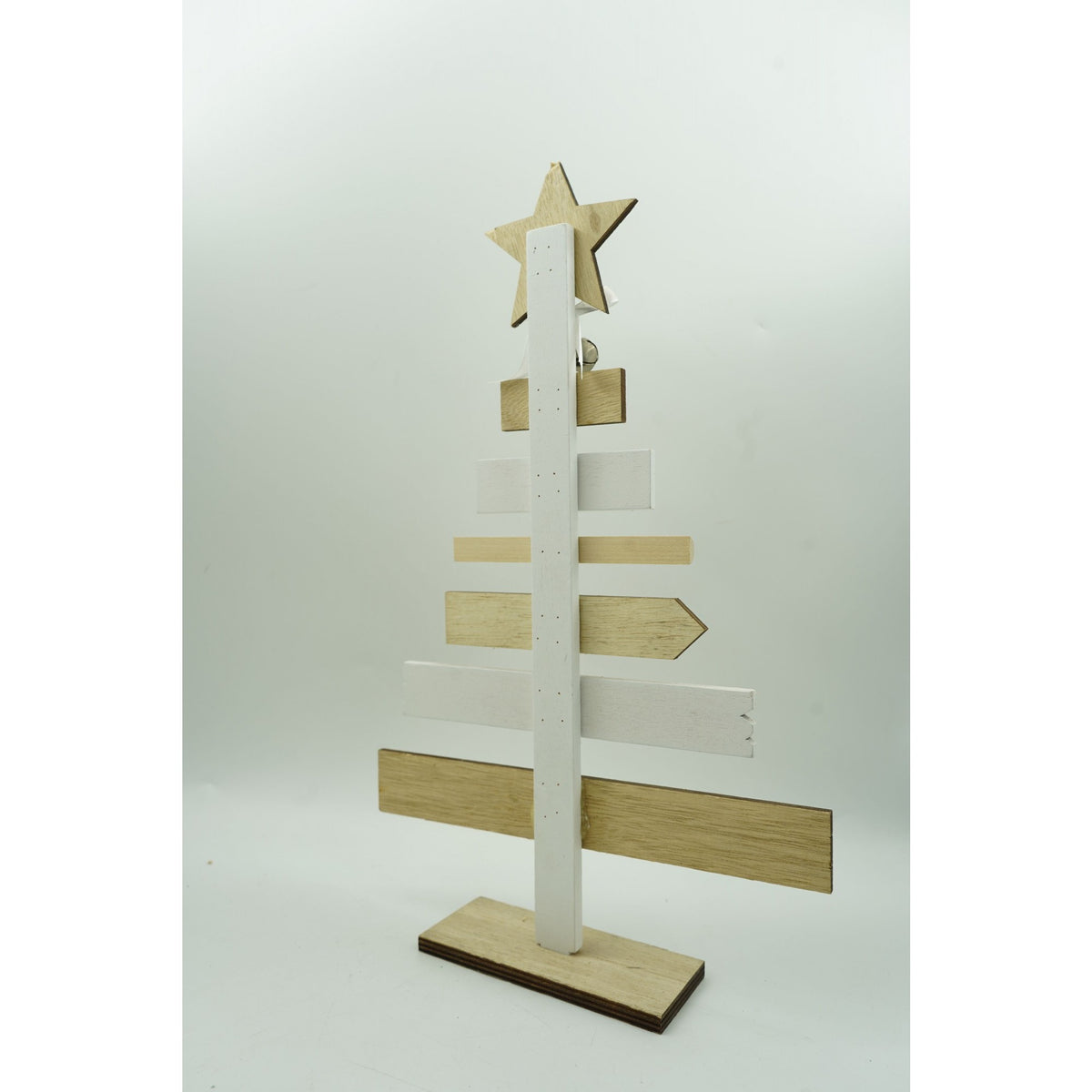 Decoratiune Masa Craciun cu Mesaje Festive, Suport Vertical din Lemn, Ornament Interior, Crem-Alb, 22.5 x 36 cm