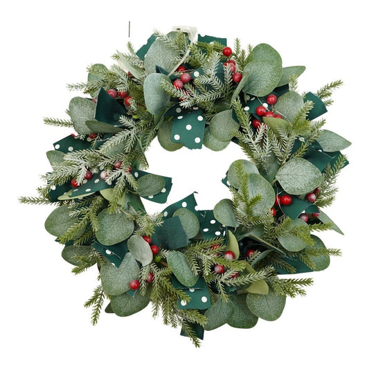 Coronita de Craciun pentru Usa, Decoratiune Artificiala cu Ornamente, Interior si Exterior, PVC, Rosu si Verde, 40 cm