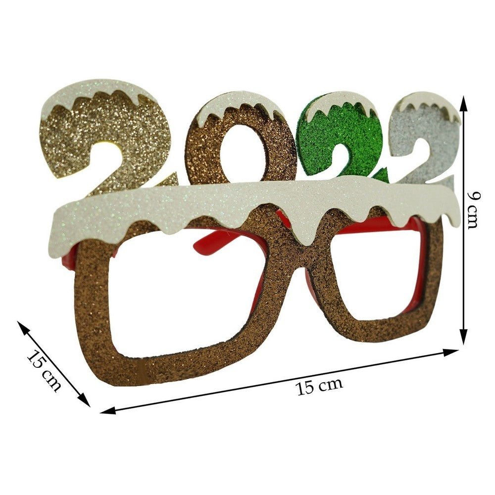 Ochelari Petrecere Revelion 2025, Rama Festiva Anul Nou, Plastic si Poliester, Maro