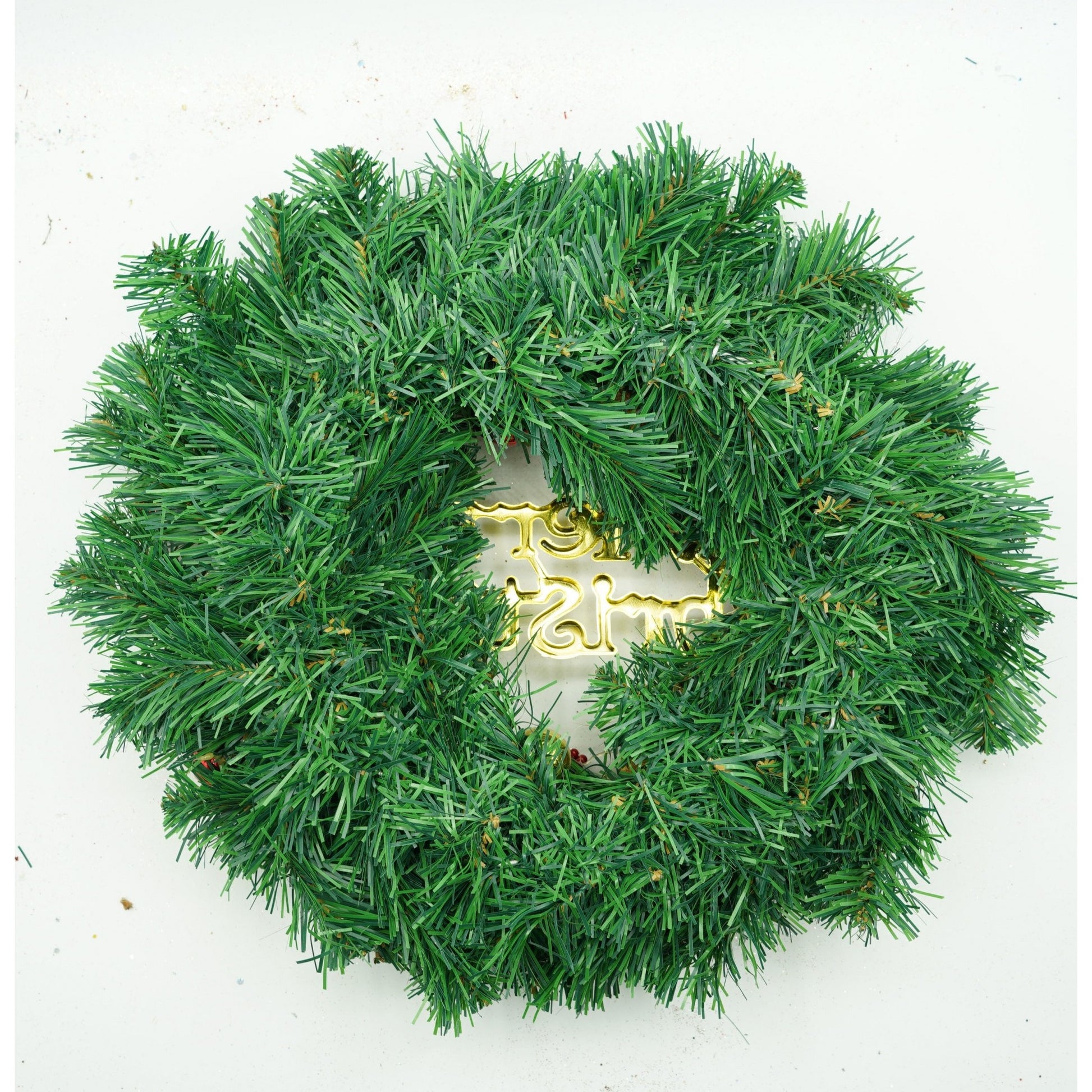 Coroniță de Crăciun pentru Ușă, Decorată cu Globuri și Funde, Brad Artificial din PVC, Rezistentă Interior și Exterior, 40 cm, Roșu-Auriu-Verde
