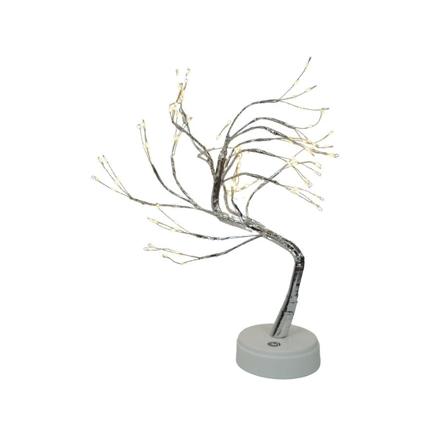 Decoratiune Luminoasa Tip Copac, 180 LED-uri, Lumina Calda, Inaltime 150 cm, Alimentare Retea, Alb/Negru