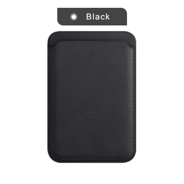 Portofel MagSafe pentru Carduri, Fixare Magnetica, Compatibil iPhone 12, 12 Mini, 12 Pro, 12 Pro Max, Piele Autentica, Negru