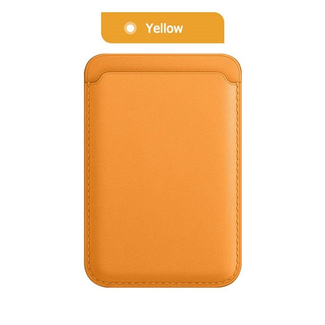 Portofel MagSafe pentru Carduri, Prindere Magnetica, Compatibil iPhone Seria 12, Piele Naturala, Portocaliu