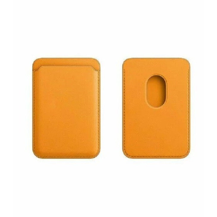 Portofel MagSafe pentru Carduri, Prindere Magnetica, Compatibil iPhone Seria 12, Piele Naturala, Portocaliu