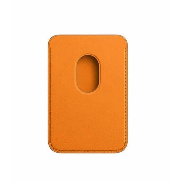 Portofel MagSafe pentru Carduri, Prindere Magnetica, Compatibil iPhone Seria 12, Piele Naturala, Portocaliu