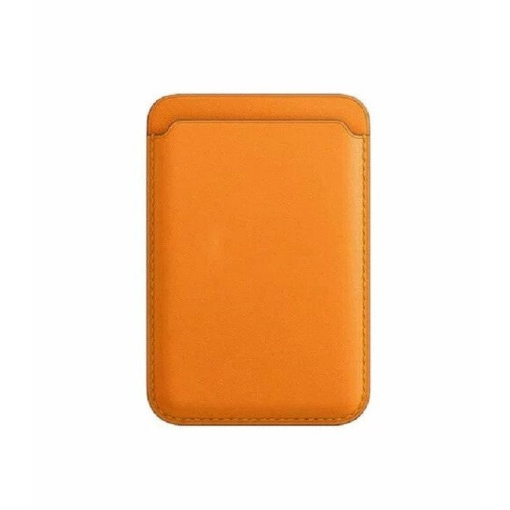 Portofel MagSafe pentru Carduri, Prindere Magnetica, Compatibil iPhone Seria 12, Piele Naturala, Portocaliu