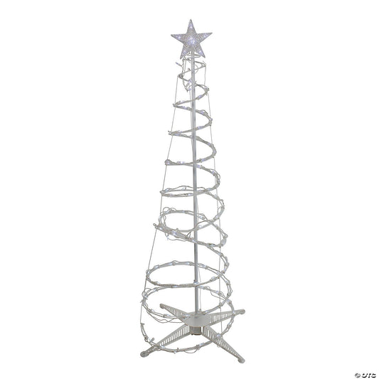 Pom Crăciun Spiralat cu 135 LED-uri, Decoratiune Luminoasă Exterior și Interior, Structură Metalică, Înălțime 1.8 M