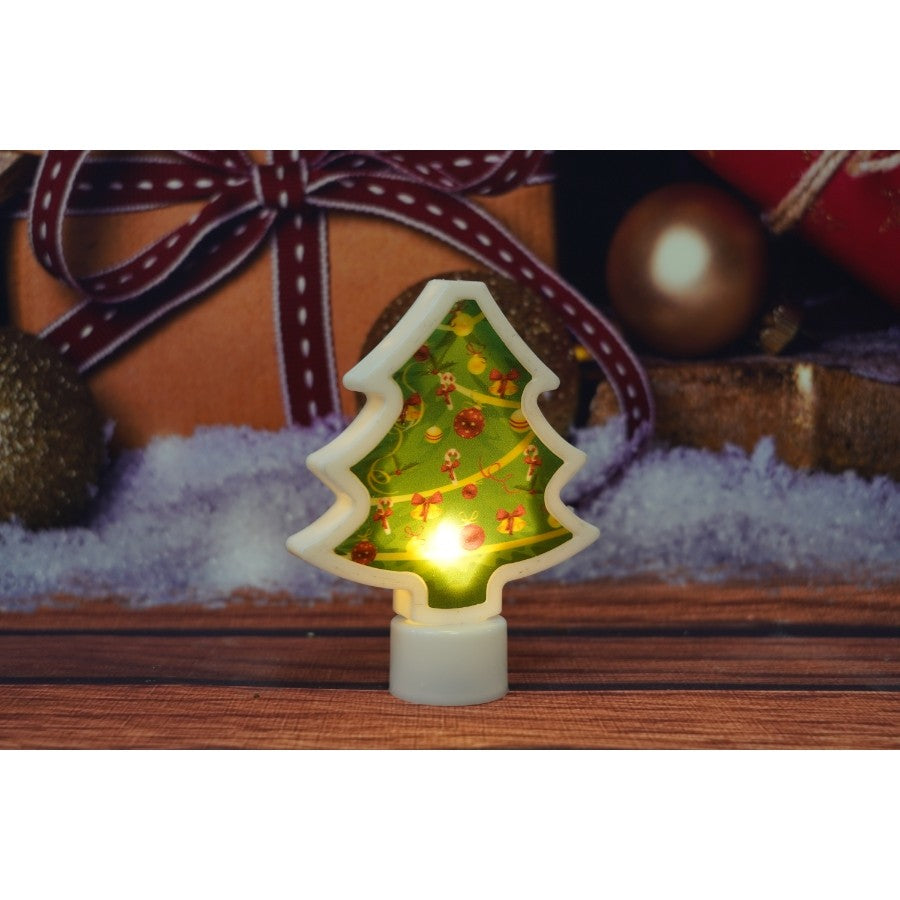 Decoratiune Luminoasa 3D, Brad Craciun Miniatura, Efect Vizual Tridimensional, Iluminare LED, Functionare pe Baterii, Verde