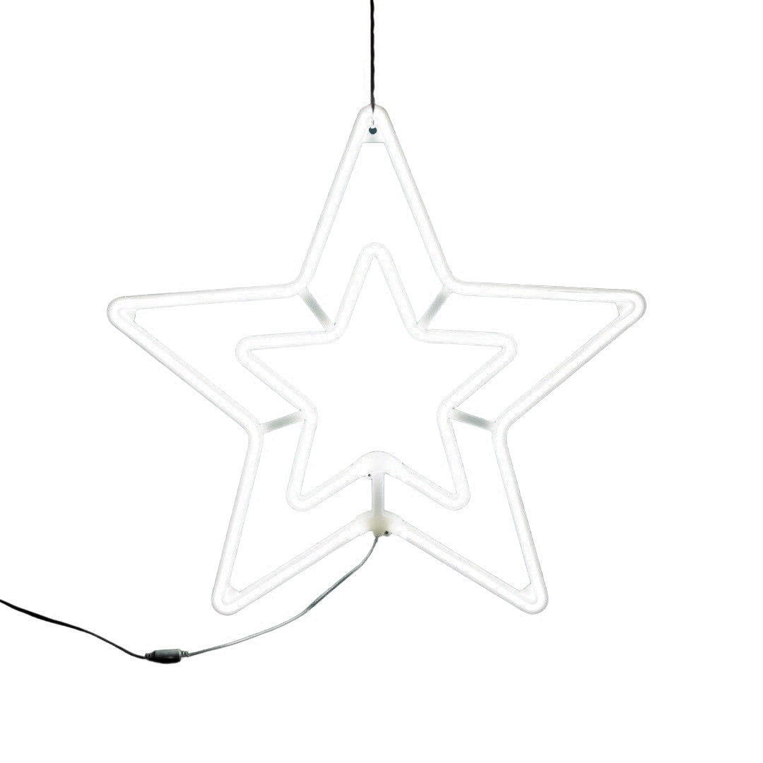 Stea Luminoasă Decorativă cu 5 Colțuri, Instalație Crăciun cu 60 LED-uri, Lumină Alb Cald, Diametru 40 cm, Alimentare Priză 220V
