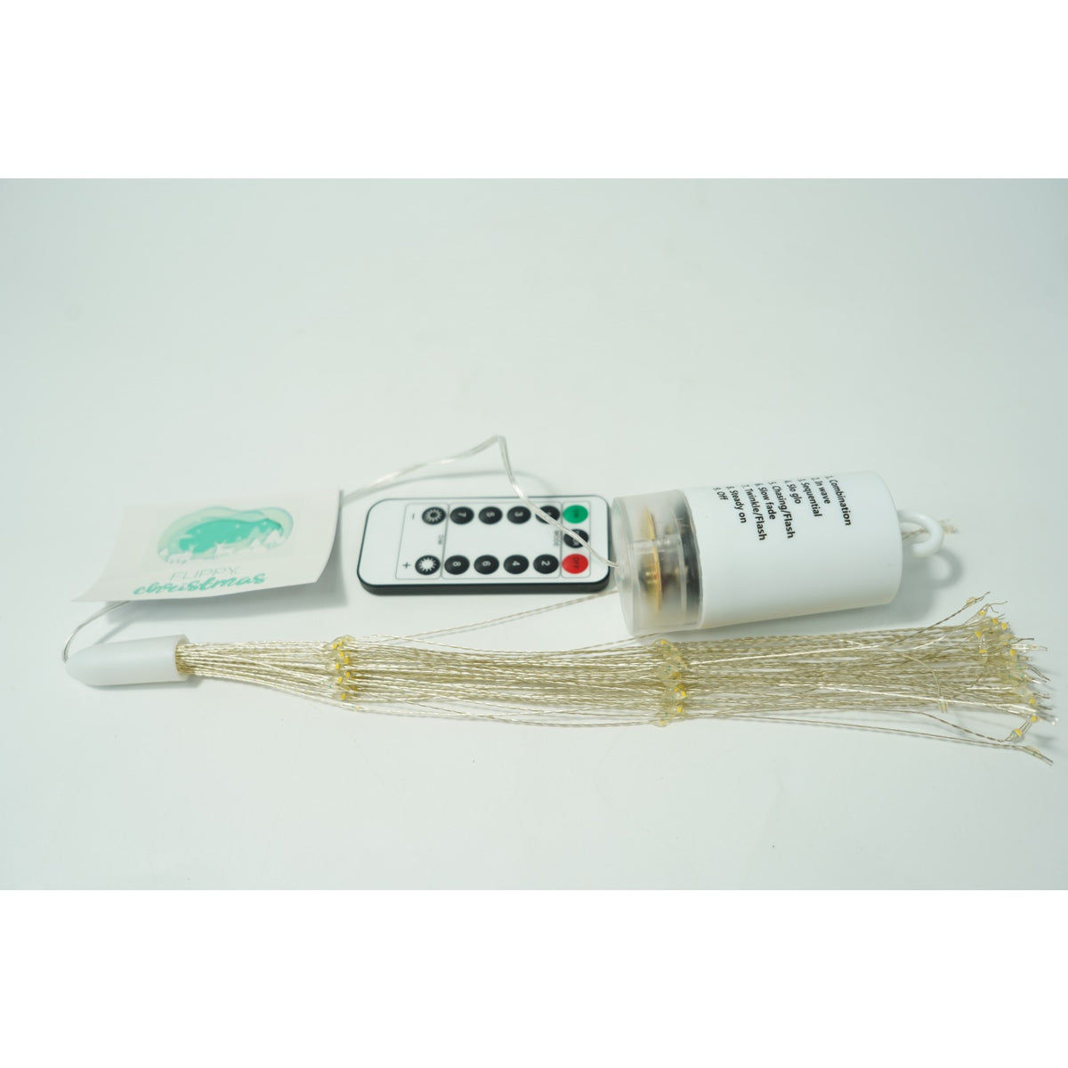 Instalatie Craciun Tip Artificii Fireworks, 150 LED-uri, Lumina Alb Cald, Telecomanda cu 8 Functii, Alimentare cu Baterii, Fir din Cupru Flexibil, Interior si Exterior, 1 Bucata